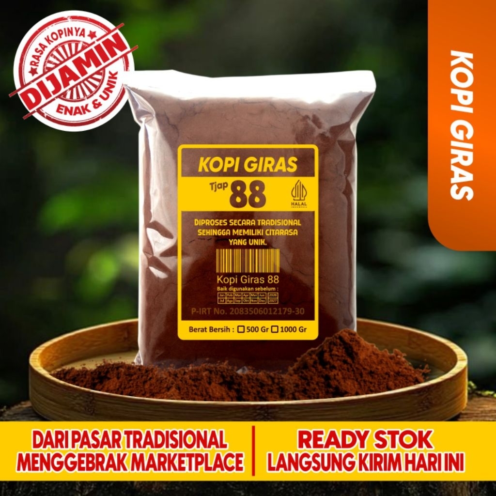 

Forcysn !!! Kopi Bubuk Giras Dan Fresh 1Kg Terdaftar Di P-Irt Tjap88 Black Coffee Cocok Untuk