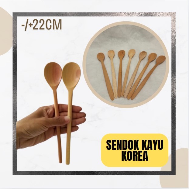 Sendok Kayu Panjang Ala Korea/Sendok Bulat Kayu