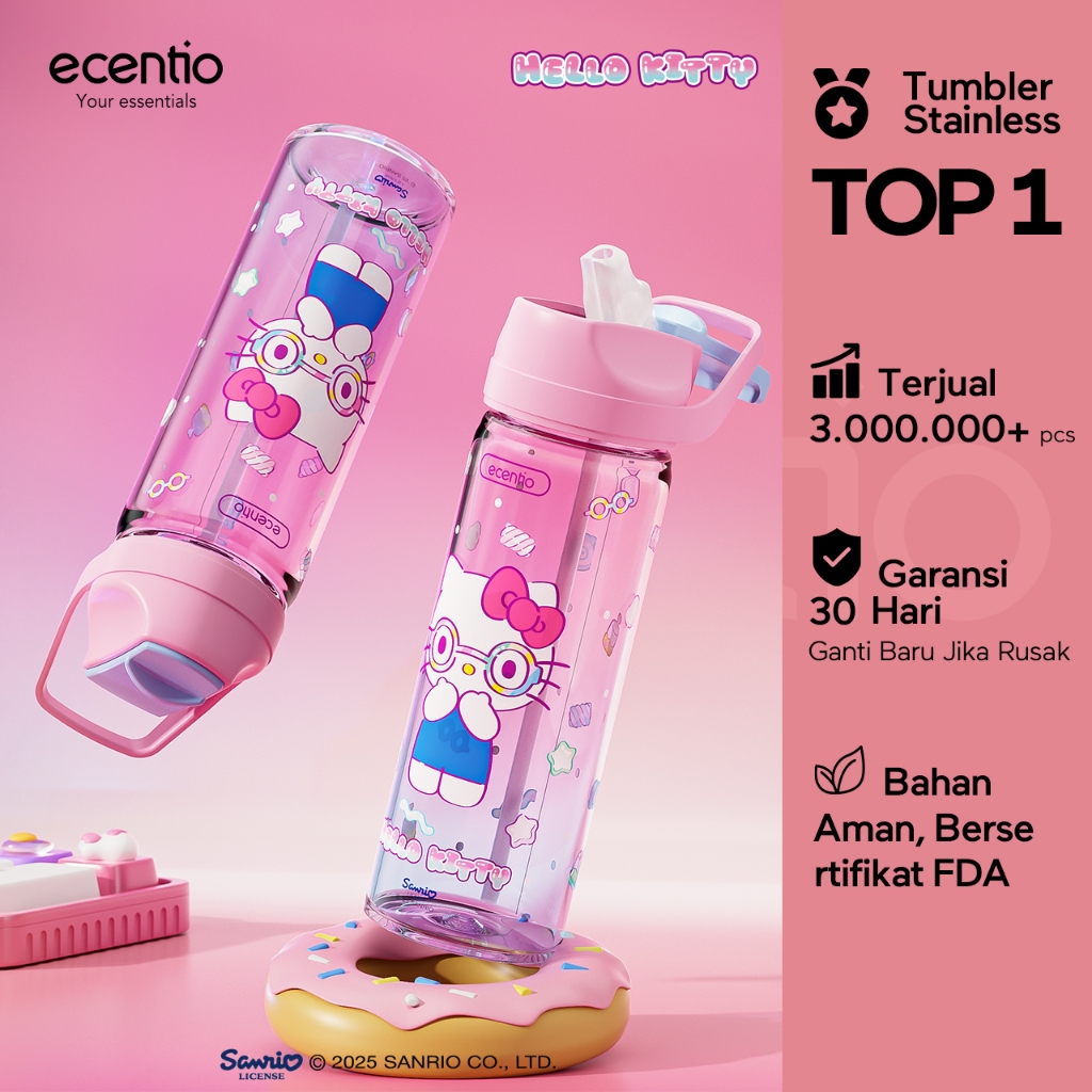 【Hello Kitty Series 】ecentio botol minum anak 750ml Sanrio hello Kitty lucu botol air sekolah BPA fr