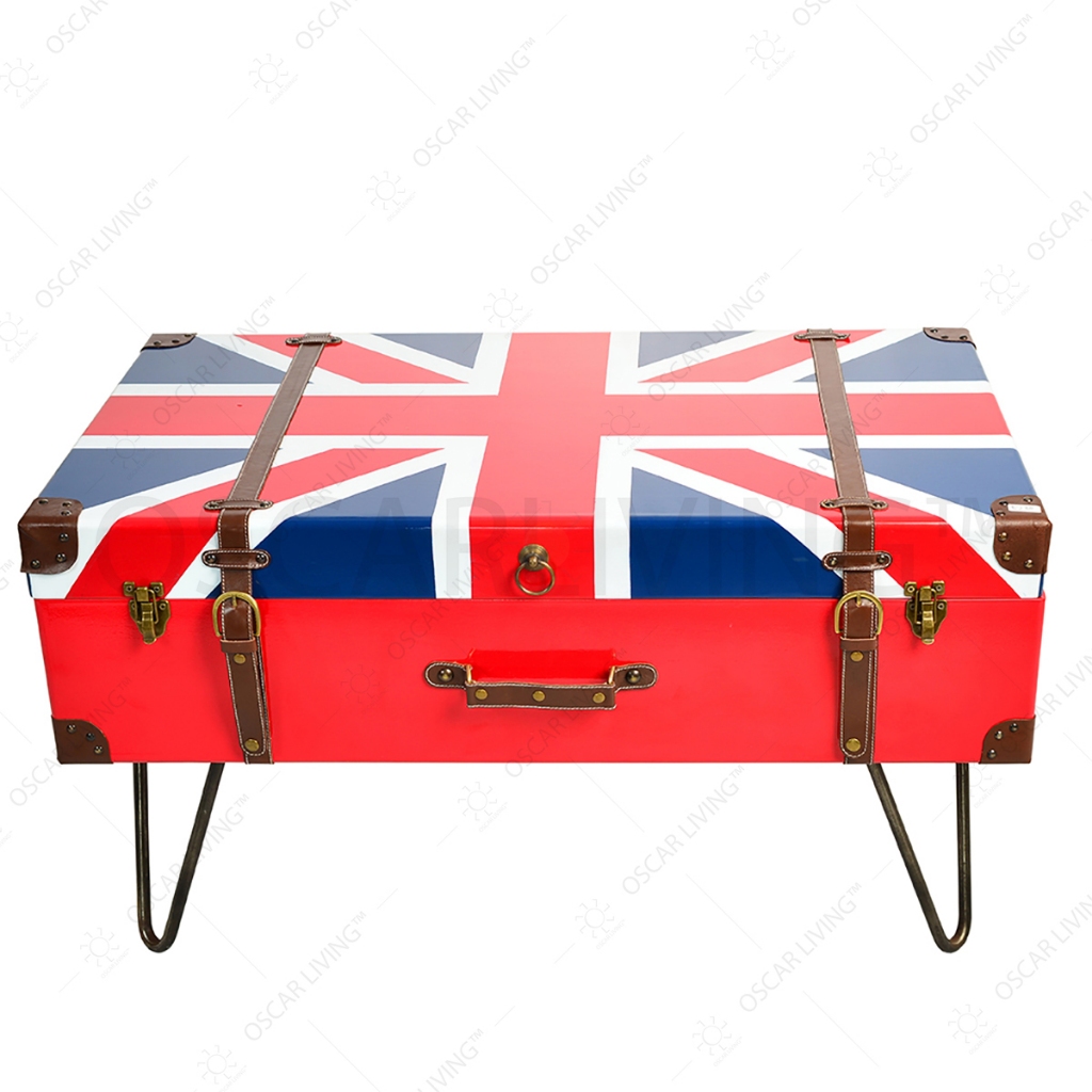 OLC MEJA KOPER VINTAGE MEJA KOPI AESTHETIC VINTAGE MOTIF UNION JACK RED KHUSUS JABODETABEK