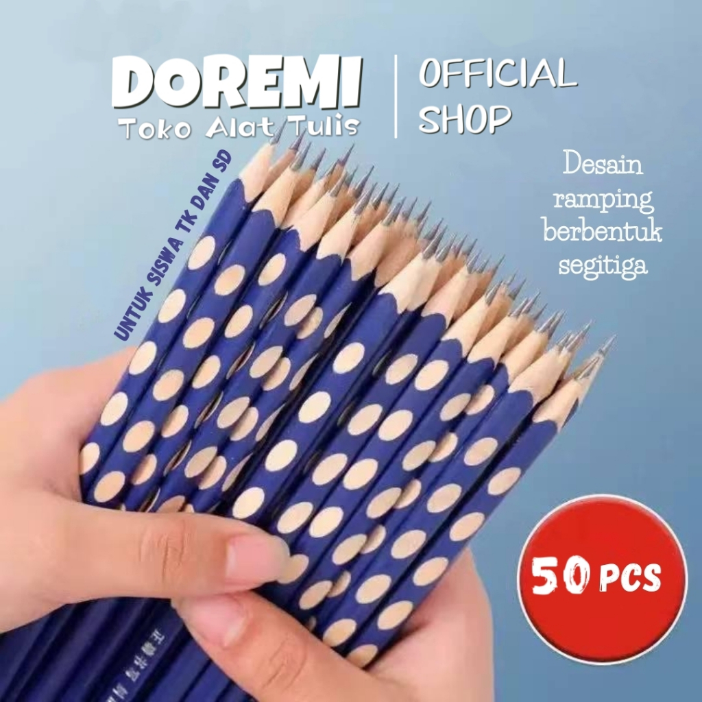 

DOREMI 12-50PCS Graphite Pencil HB / Pensil Kayu HB Isi /Koreksi Pensil Lubang / Desain Segitiga Ergonomis 58181- QB037