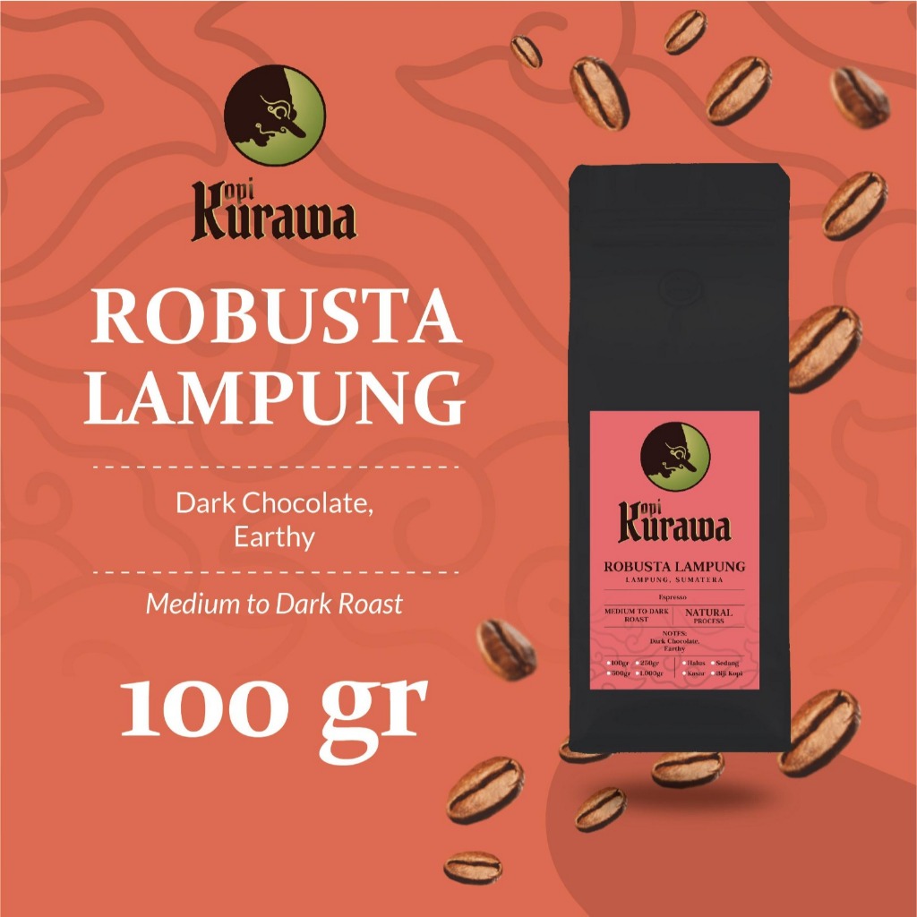 

Kopi Robusta Lampung Sumatera Coffee Bean Espresso Biji Bubuk 100 Gram