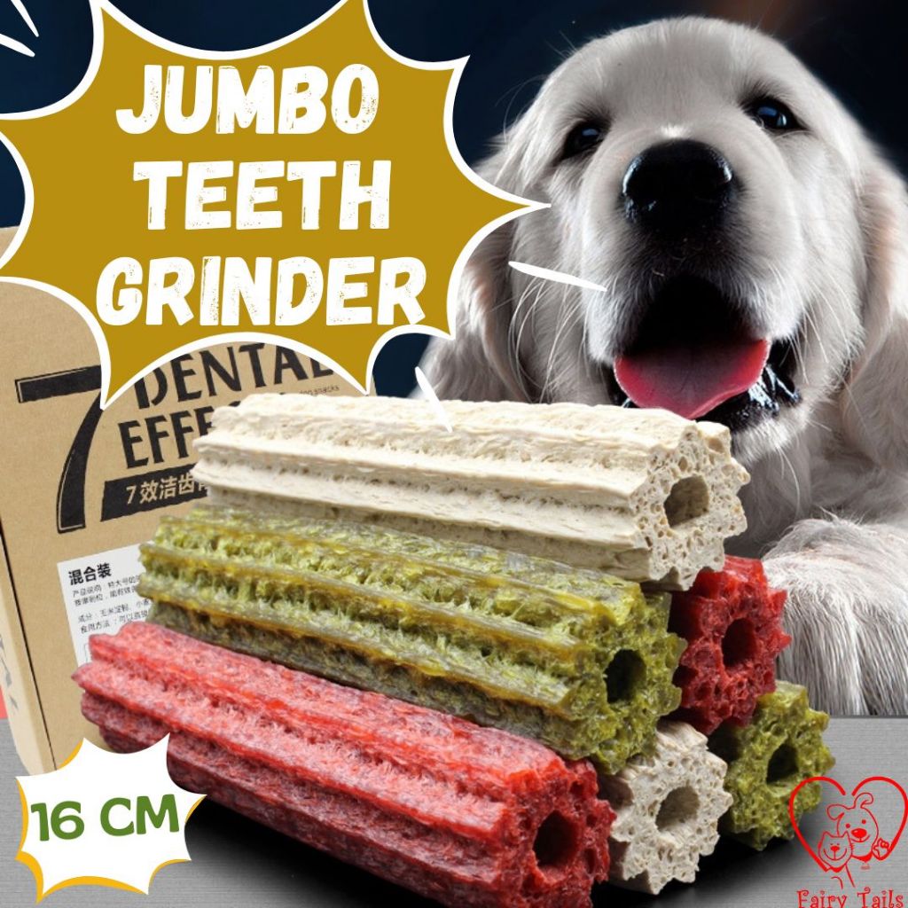 [BIG SIZE] Snack Anjing Big Jumbo Size Meat Teeth Grinder Puffy Stick Wrapped Cemilan Sehat Jerky Da