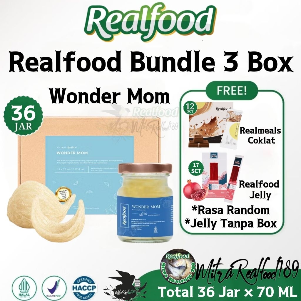 

Realfood Bundle Wonder Mom 36 Jar ( Minuman Sarang Burung Walet )