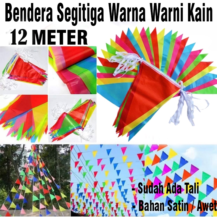12 Meter Bendera Pesta Segitiga Warna Warni / Bendera Segitiga Warna Warni