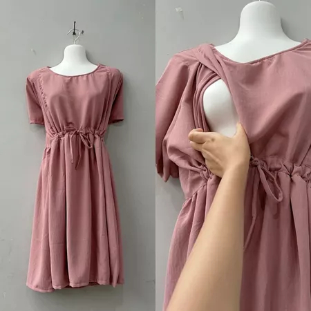 Crinkle - Baju Menyusui Bukaan Kanan Kiri Samping Daster Dress Jumbo Busui Friendly Hamil Nursingwea