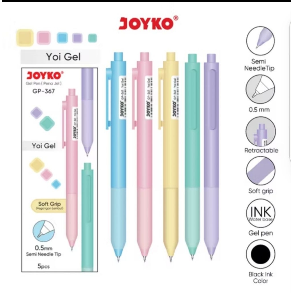 

GEL PEN GP-367 JOYKO ( HARGA 5 PCS ) tinta hitam