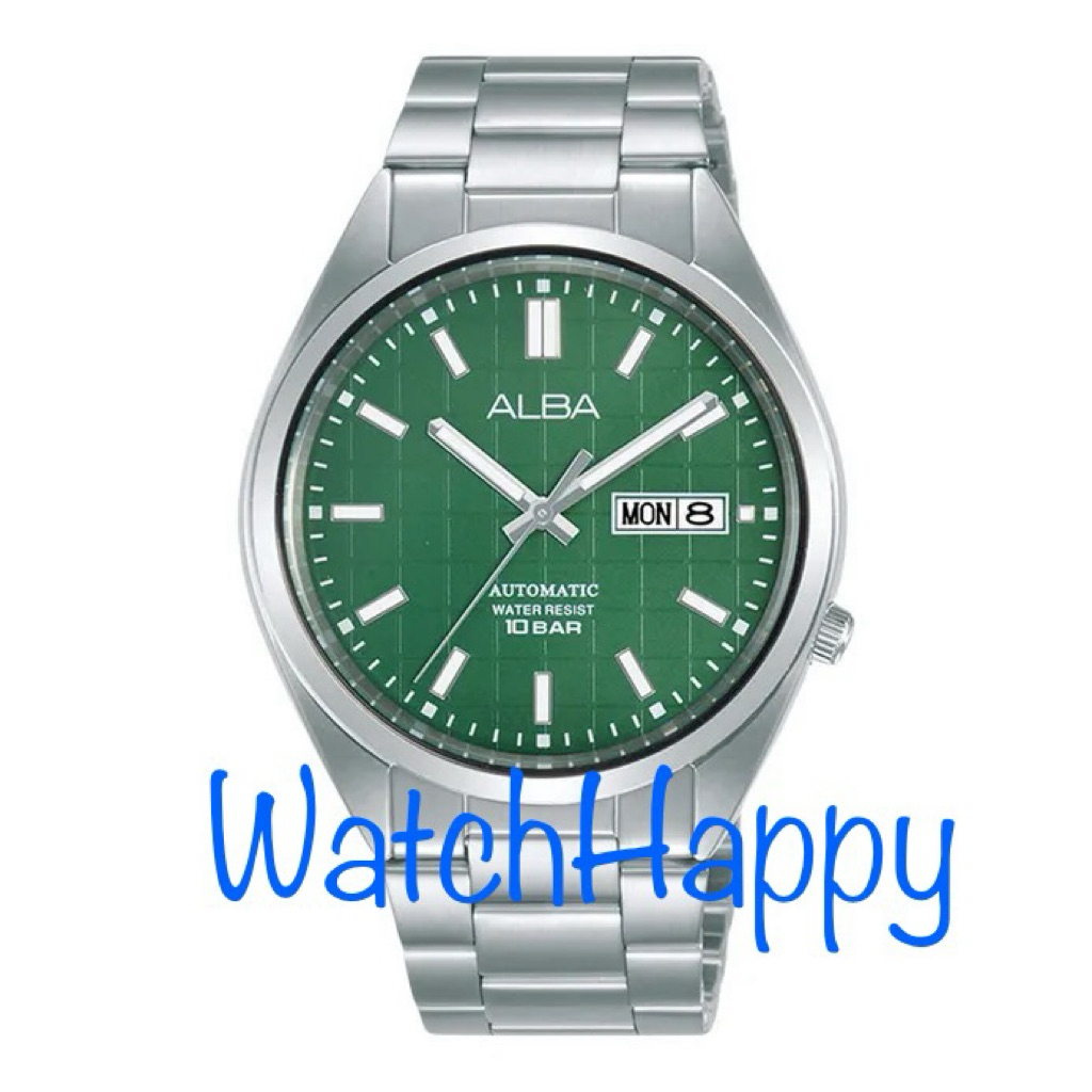JAM TANGAN ANALOG PRIA ALBA AL4319X1 / AL4319 / AL4319X AUTOMATIC MOVEMENT GREEN PATTERNED DIAL STAI