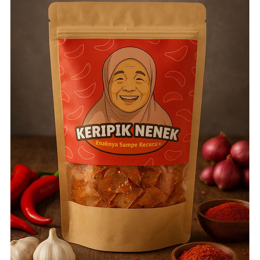 

KERIPIK KACA CHILI OIL KEMASAN 250GRAM-KERIPIK NENEK