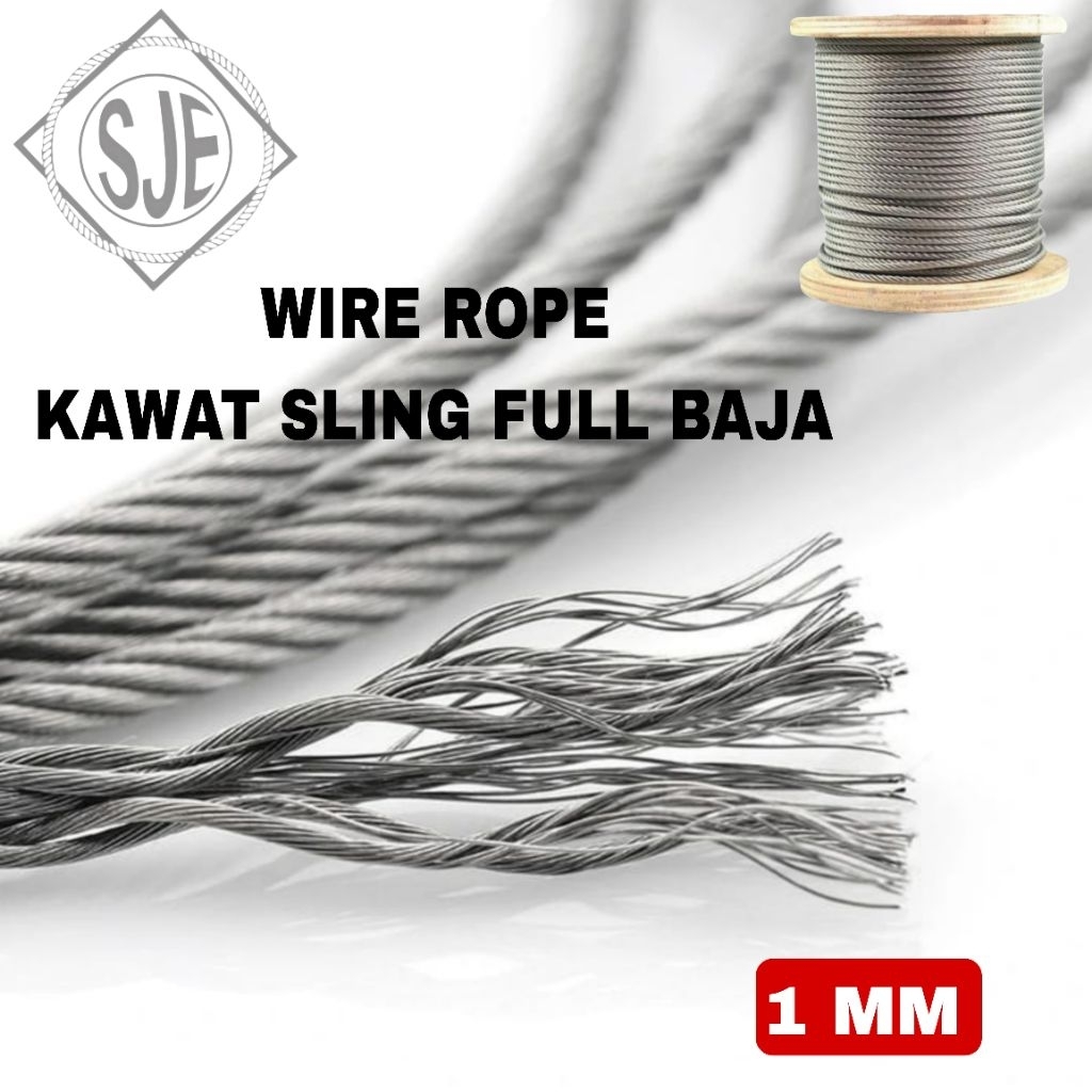 Sling baja 1mm / Seling baja 1mm / kawat baja 1mm / Sling baja putih 1mm