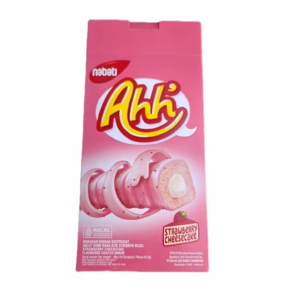 

NABATI AHH TRIPLE STRAWBERRY CHEESSECAKE NETTO 1 PACK ISI 10 PCS X 9 GR muraah sekali