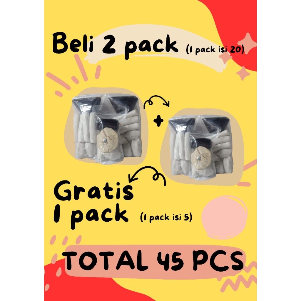 

Super promo pempek (bukan ukuran MINI) isi 20 pcs + 20 pcs + 5 pcs bisa request isi