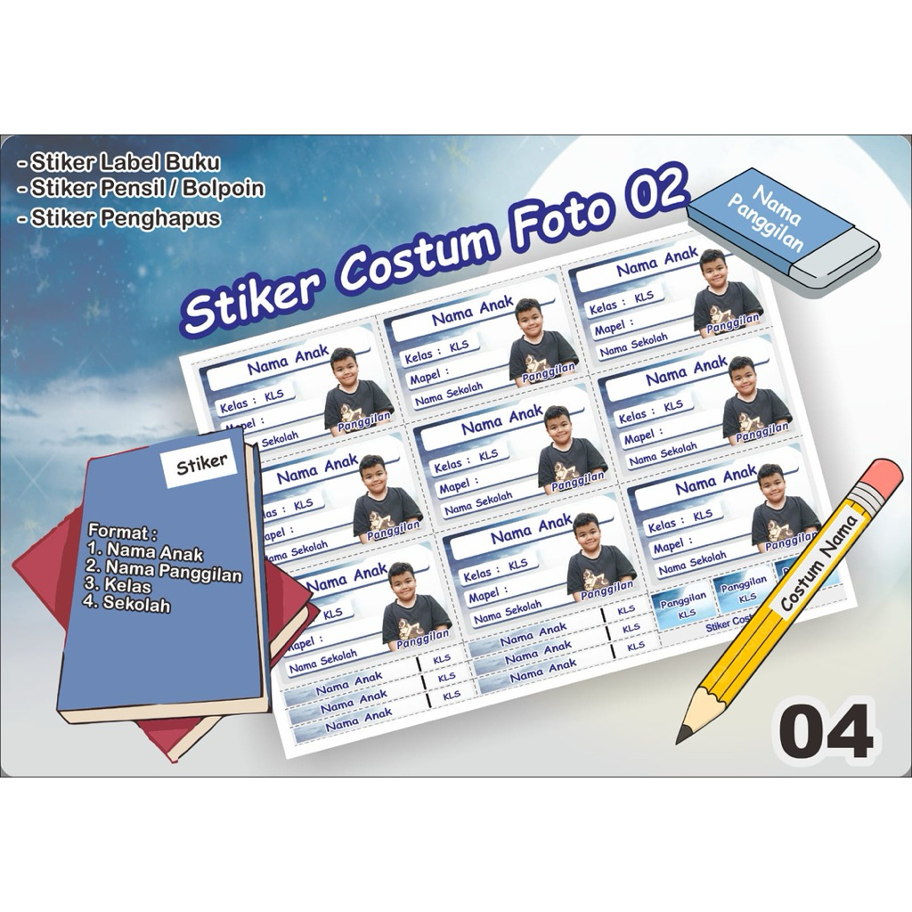

Stiker Nama Custom Pelajaran / Stiker Nama Sekolah / Stiker Nama Buku