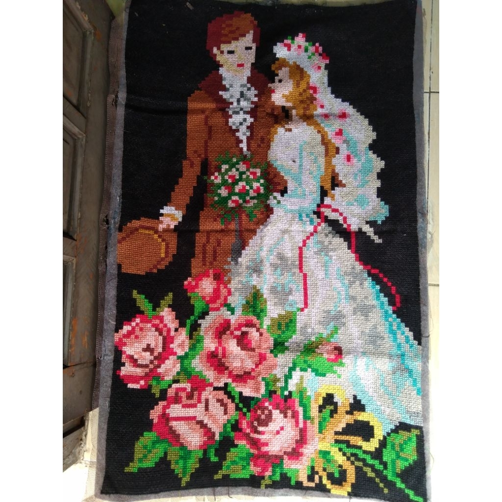 Sulaman strimin/ kristik Jadi Sepasang Pengantin Homemade