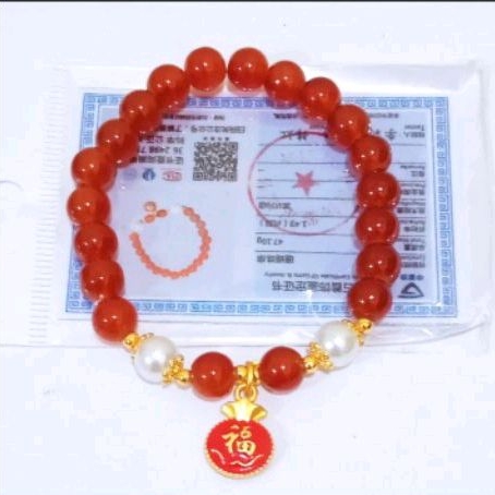 GELANG GIOK BATU MERAH BERSERTIFIKAT