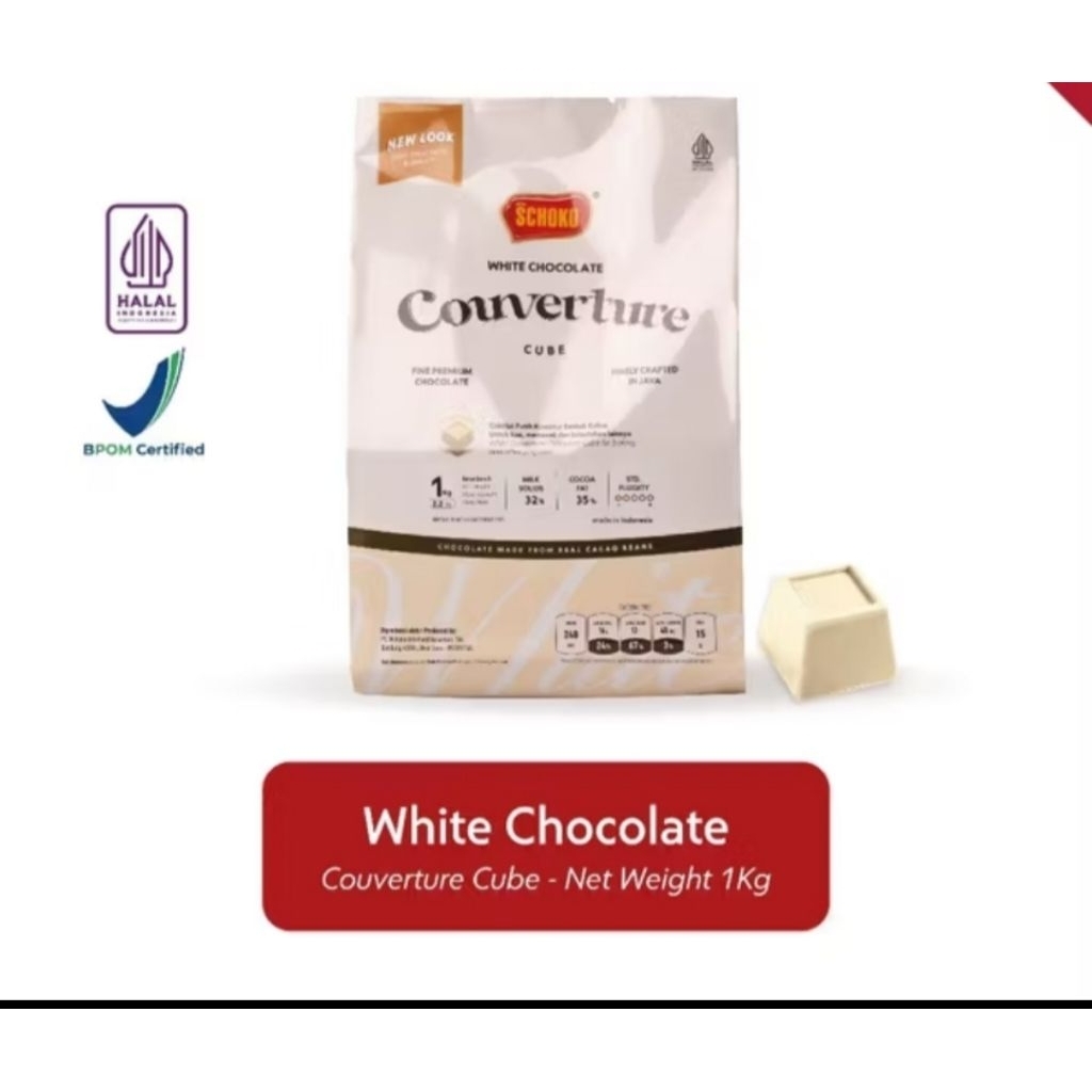 

Schoko White Couverture Cube/Coklat Couverture Bentuk Dadu