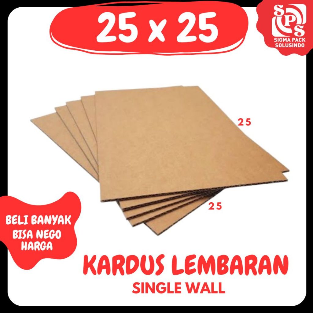 

lembaran 25x25 Kardus Lembaran Polos sheet single Wall Packing Coklat zigma shop