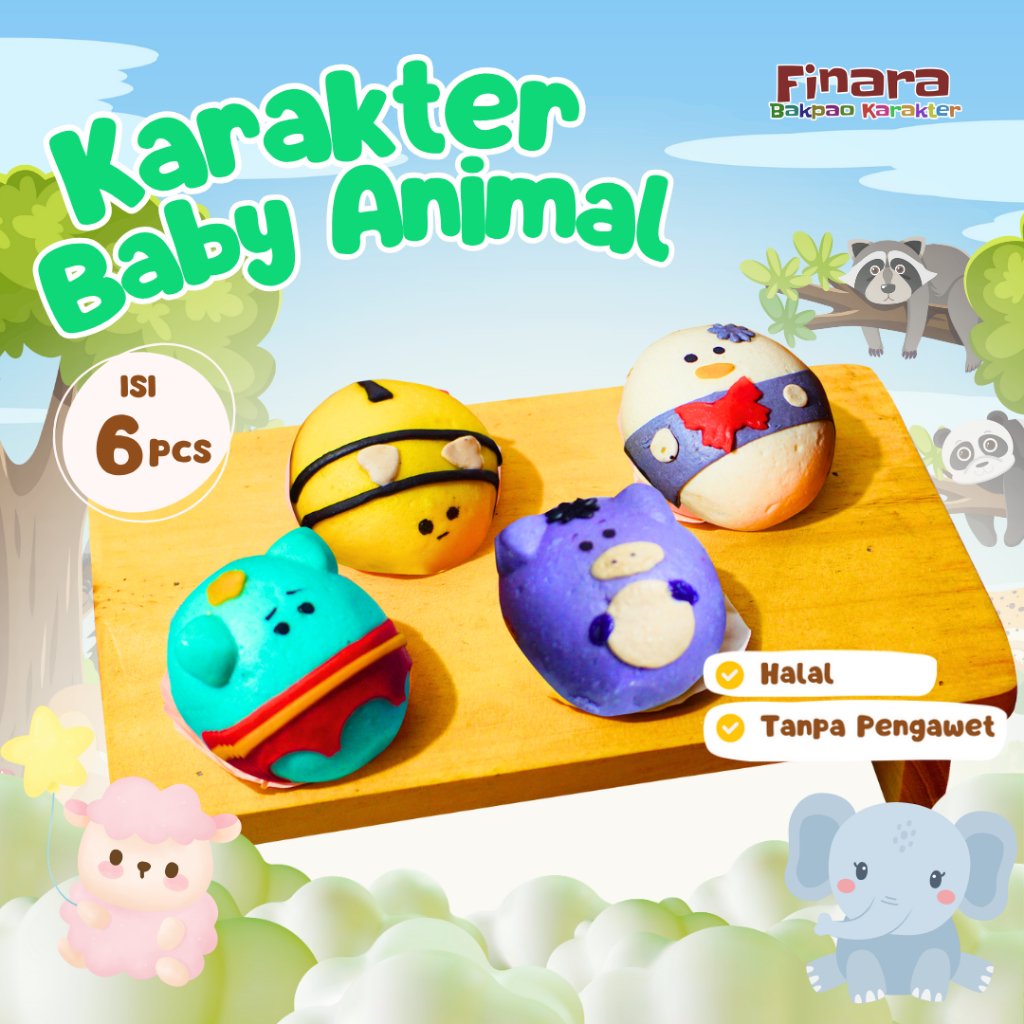 

Bakpao Karakter Frozen Baby Animal Finara Isi 6 Pcs Cemilan Sehat Halal