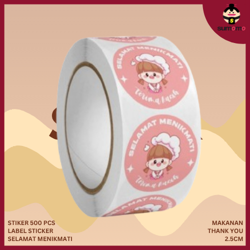 

STIKER 500 Pcs Label Sticker Selamat Menikmati Makanan Thank You 2.5cm - ST001