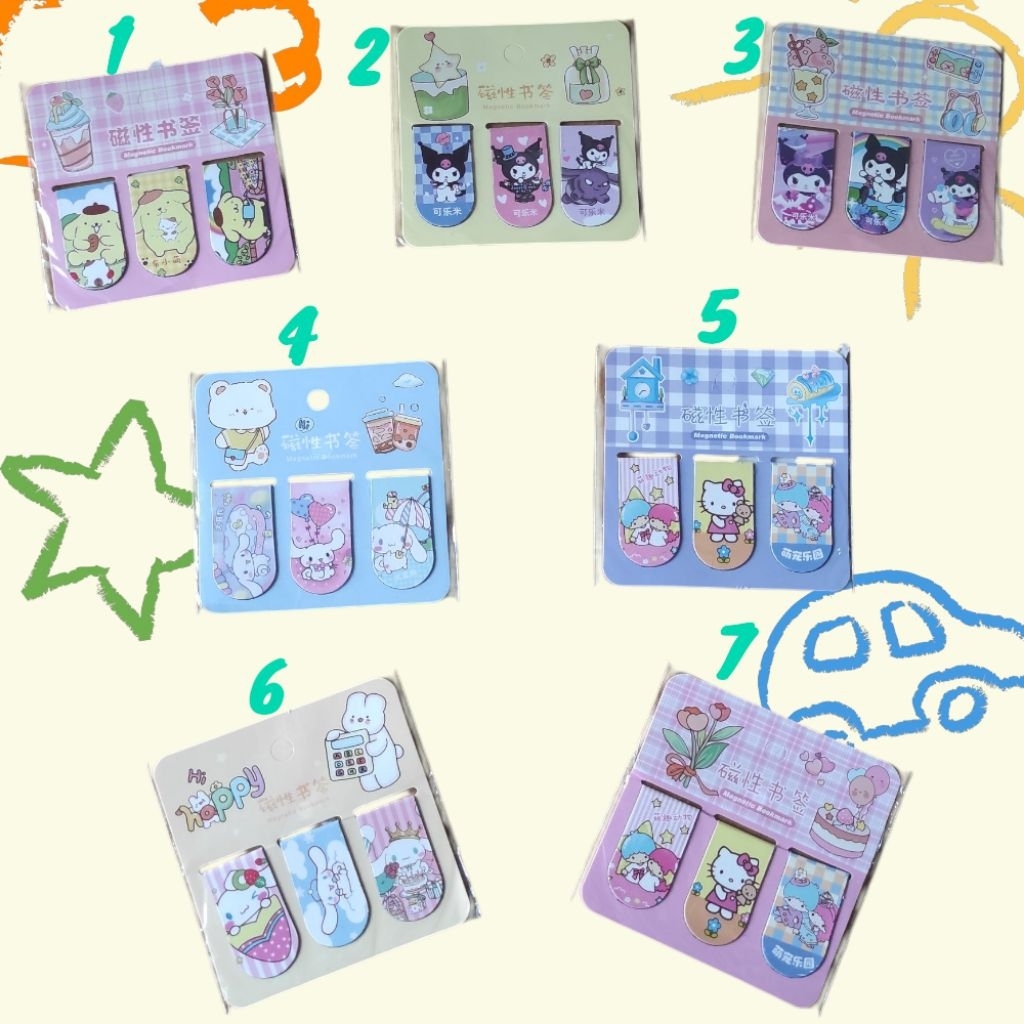 

Pembatas buku kertas magnet(1set isi 3pcs)/penanda buku magnet karakter lucu anak