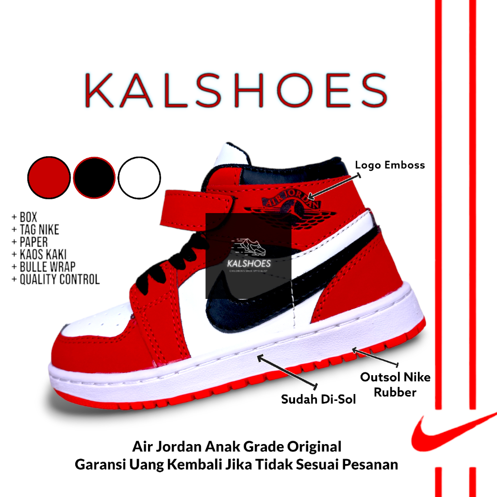 Sepatu Sneakers Anak Laki Laki Dan Perempuan Cowok Cewek Jordan Chicago Grade Original Premium Quali