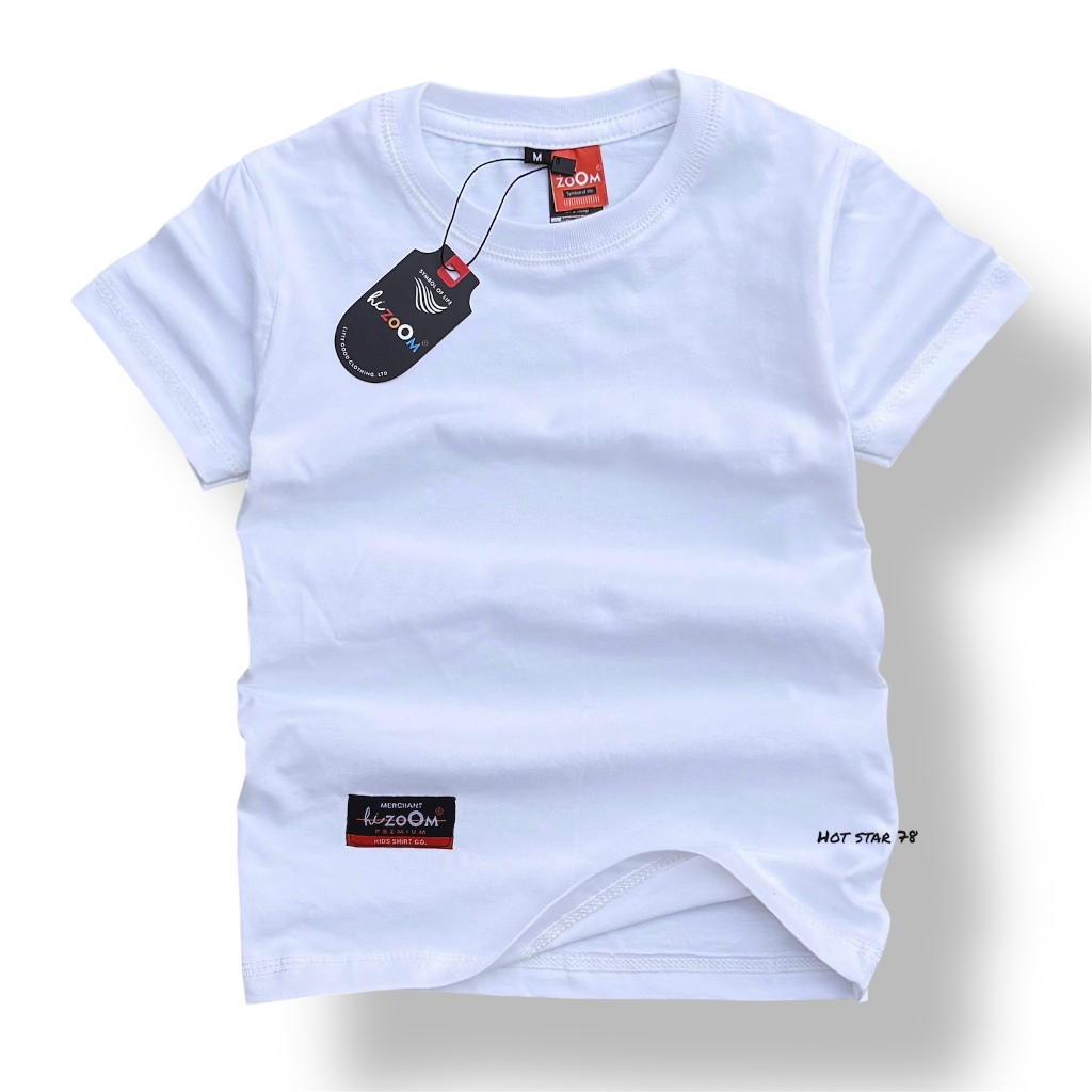 hizoOM  Baju Kaos Putih  Polos Anak Laki - Laki & Perempuan Usia  1-12 Tahun Bahan Katun Premium