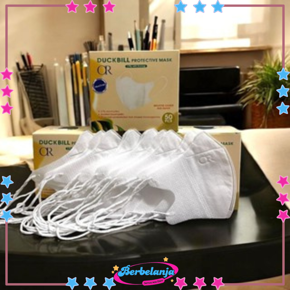 BS MASKER DUCKBILL HIJAB OR ORLEE 50 PCS 3PLY HITAM PUTIH 9217
