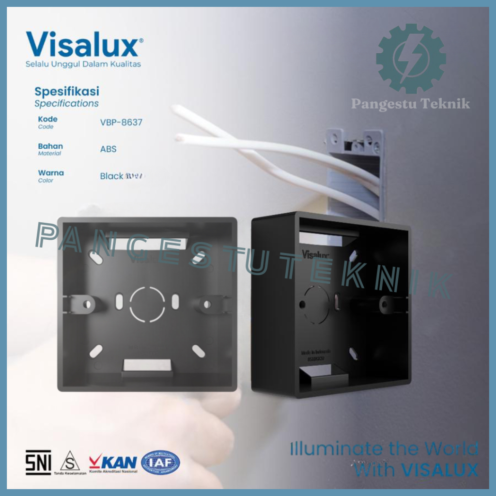 Visalux Box (Outbow Dus) - Dus Mangkok Saklar & Stop Kontak / Outbow Dus Warna Hitam