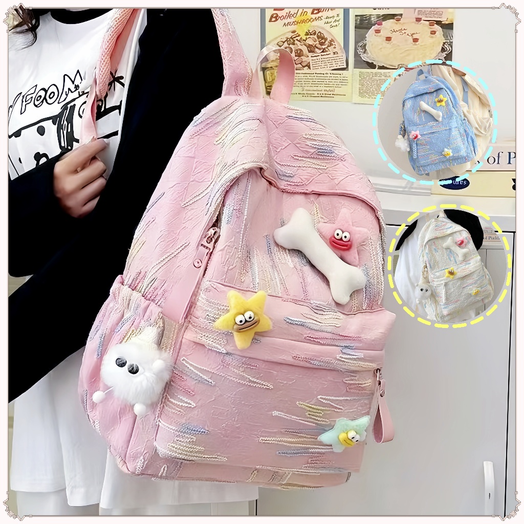 【COD】Tas Sekolah Pink/ Tas Sekolah Ins Lucu/Tas Sekolah Sma Korean Style/Tas Sekolah Wanita Korea Si