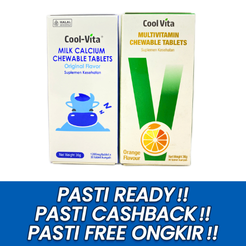 COOLVITA MILK CALCIUM CHEWABLE TABLETS VITAMIN KALSIUM SUSU TAMBAH TINGGI BADAN GIGI SEHAT ORIGINAL
