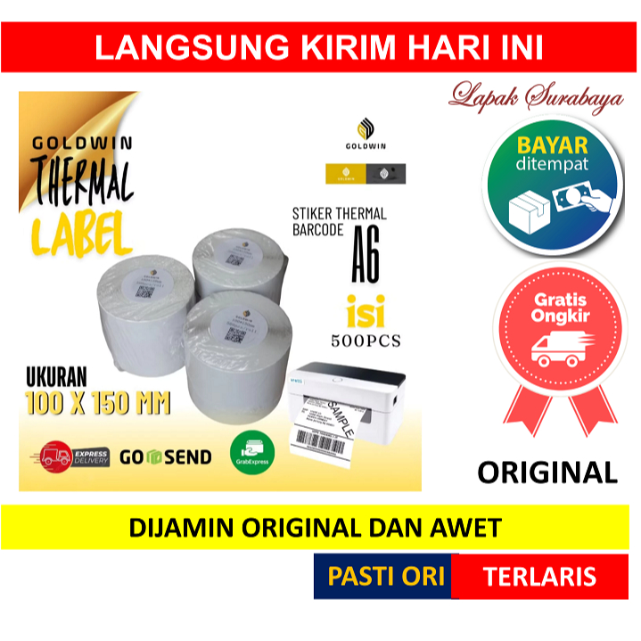 

Kertas Sticker Thermal BESAR Label Barcode Roll Rol 500 pcs pc 500pc 500pcs 100x150 10x15 cm Stiker 100 x 150 10 15 10cm 15cm 100mm 150mm mm