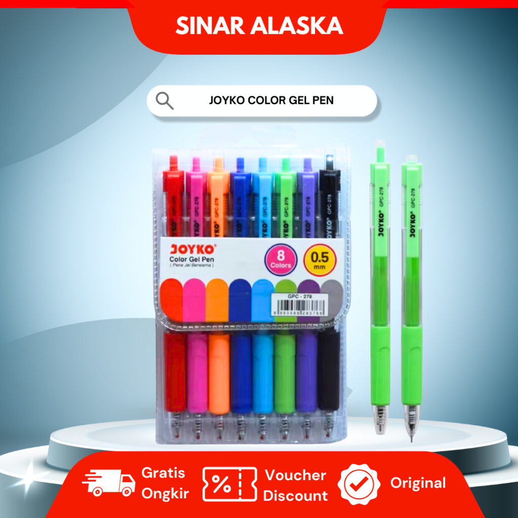 

Joyko Pulpen Warna Warni/ Color Gel Pen GPC-278 Isi 8 Warna