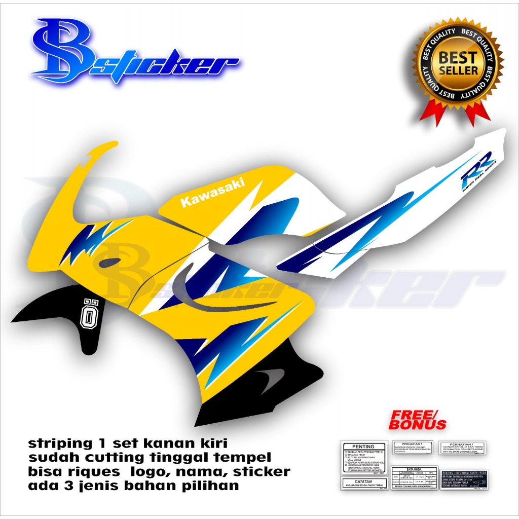 Sticker striping ninja RR old custom serpico varriasi transparan MAXDECALL  bisa riquest