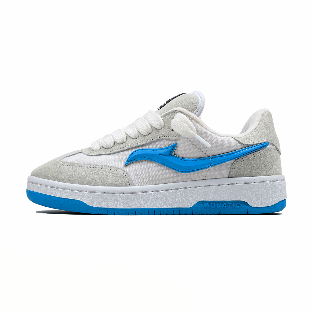 Mobatic Biggo White Blue || Sepatu Gemuk Sneakers Casual Pria Wanita