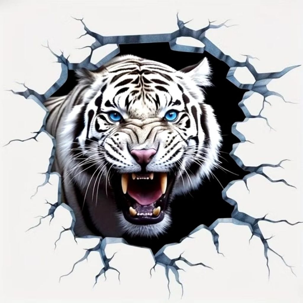 

stiker 3D harimau keren, stiker print, sudah cutting, size 15 x 20 cm, anti air