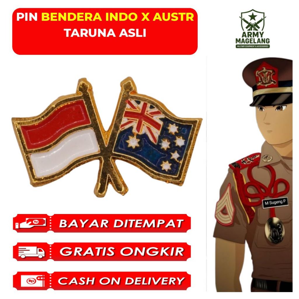 PIN BENDERA INDO X AUSTRALI TANCAP TARUNA AKMIL ASLI