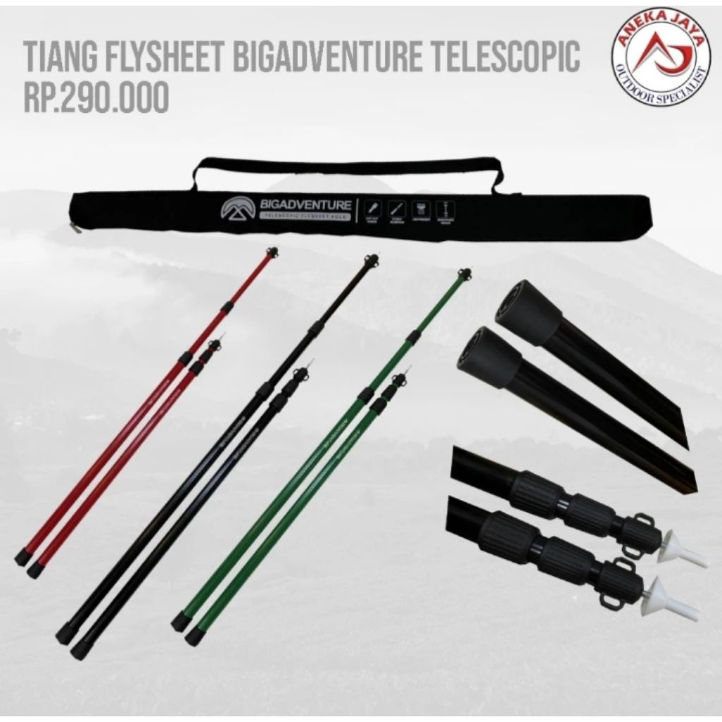 TELESCOPIC AWNING POLE BIGADVENTURE/TIANG FLYSHEET TIANG TENDA GUNUNG