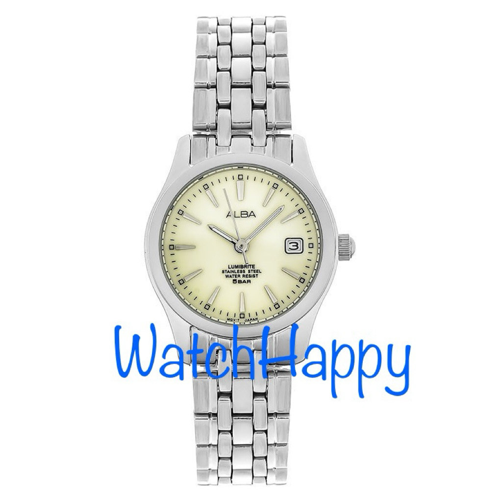 JAM TANGAN ANALOG WANITA ALBA AXT861X1 / AXT861 / AXT861X LUMIBRITE DIAL QUARTZ MOVEMENT SILVER STAI