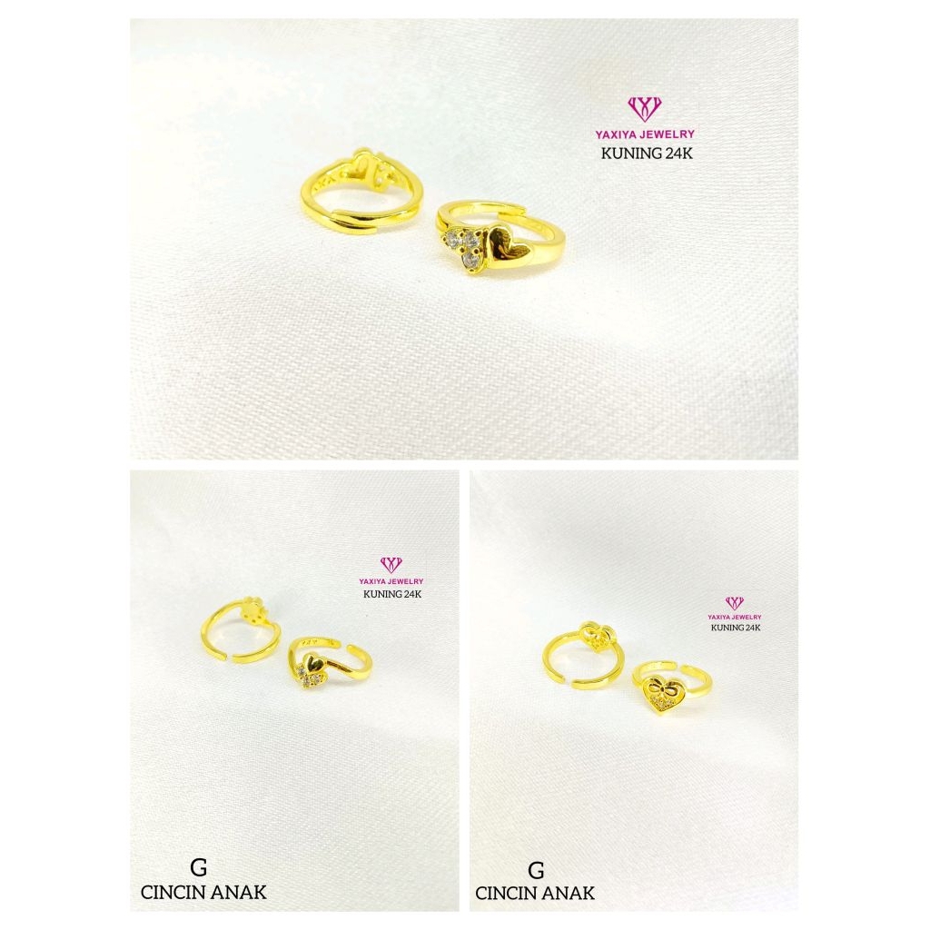 cincin love tumpuk bayi/anak lapis emas 24k