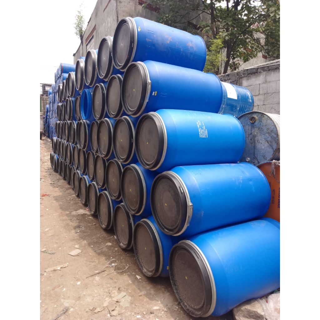 Drum plastik hdpe 200 liter ex industri tutup lebar klem jepit