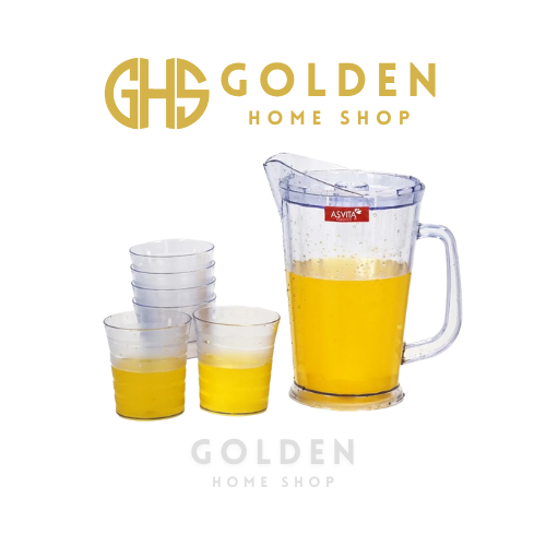 GHS - Water Jug 1.65 Liter + 6 Pcs Gelas Plastik Teko Pitcher Wadah Minum NRJ165 Niagara Asvita