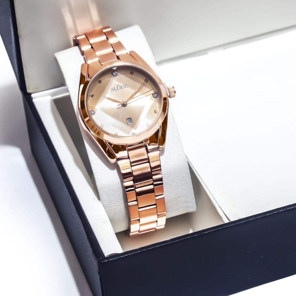 Jam Tangan Wanita SLOBE Rantai Tanggal Aktif Jam Tangan Fashion