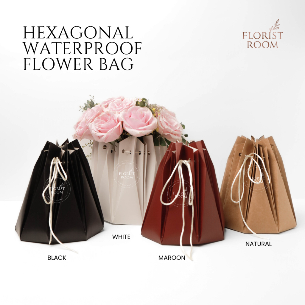 

10 pcs Hexagonal Waterproof Flower Bag - Aqua Box - Tas Lipat Serut Bunga - Tahan Air - Eco friendly - Halloween