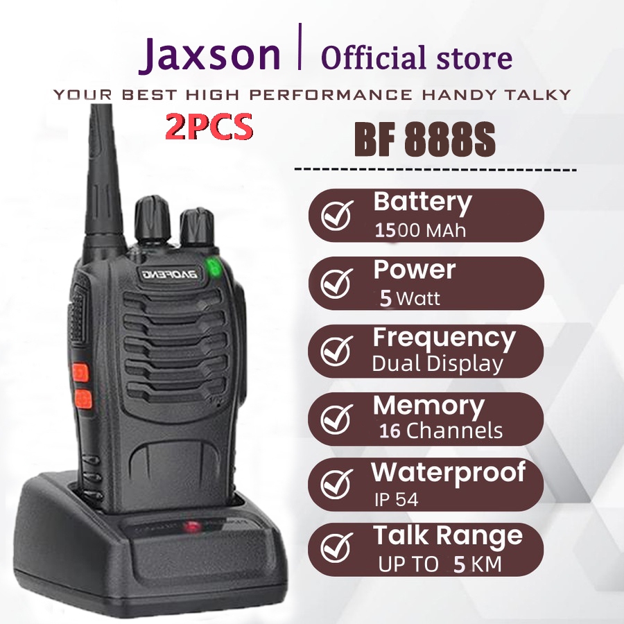 HT BF 888S Jarak Jauh 2 Units Walkie Talkie 10km(Max) 3000mAH HT Wlan UHF520MHz Handy Talky