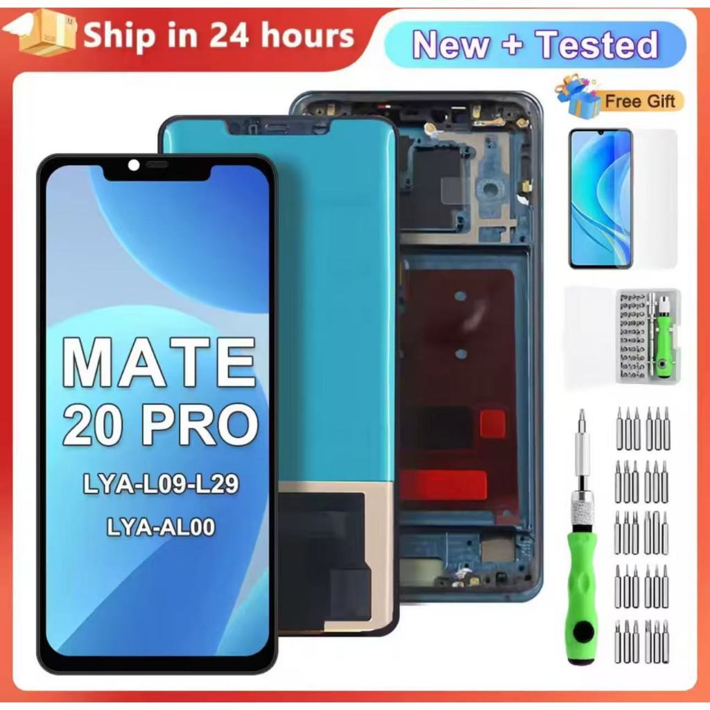 6.39" Original Huawei Mate 20 Pro LCD Display With Fingerprint, LYA-L09,L29,AL00 Touch Screen Digiti
