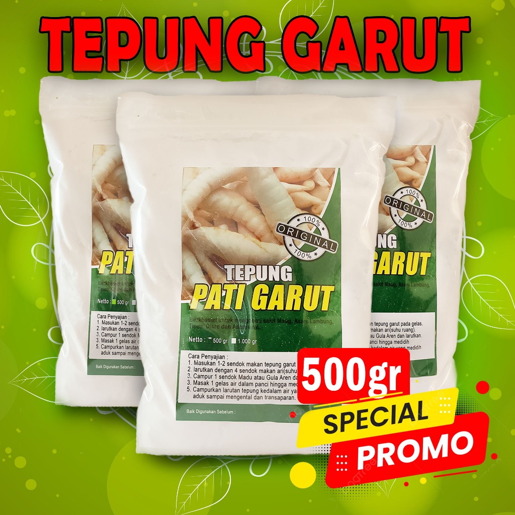 

TEPUNG GARUT UNTUK ASAM LAMBUNG / TEPUNG PATI GARUT / TEPUNG GARUT 500gr