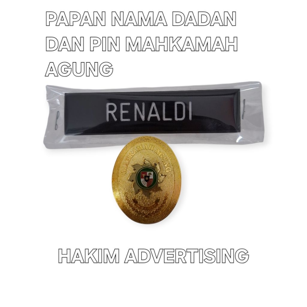 SATU SET PAPAN NAMA DADA DAN PIN MAHKAMAH AGUNG MAGNET BERKUALITAS