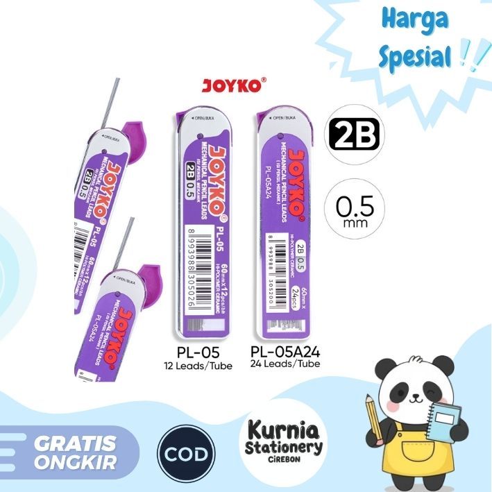 

Joyko Pencil Lead Refill / Isi Pensil Mekanik 2B 1 Tube / Pack ( Isi 12 Pcs / Leads ) PL-05 0.5mm