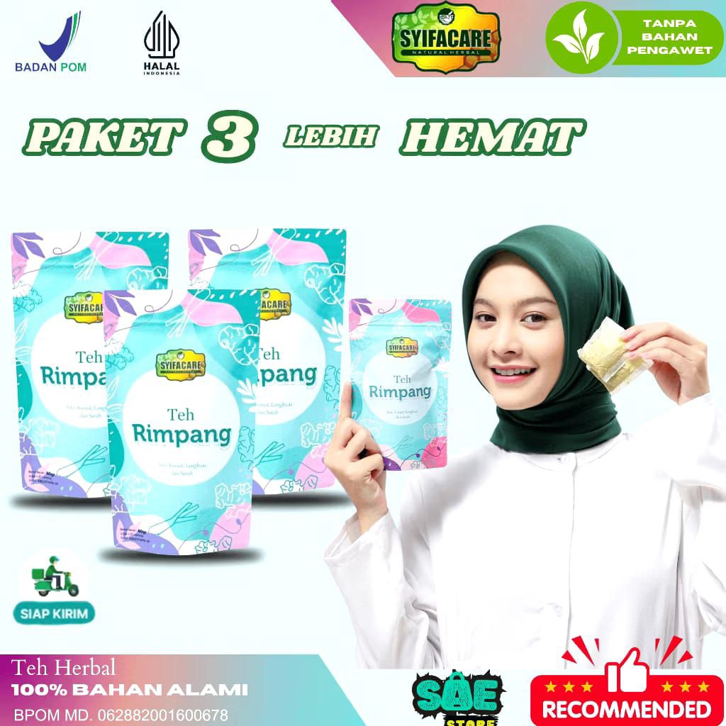

( PAKET BUAT 1 BULAN ) 3 PCS Tea Rimpang JSR Syifacare Rempah Herbal Jahe Kunyit & Sereh
