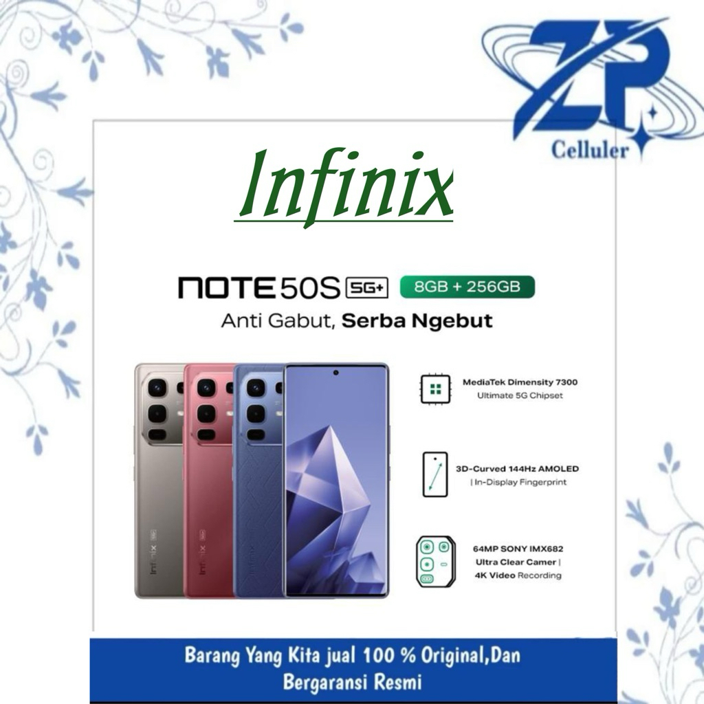 infinix 50s 5g+ ram 8gb/rom 256gb garansi resmi infinix